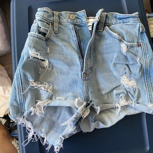 Abercrombie & Fitch light blue denim high waisted shorts